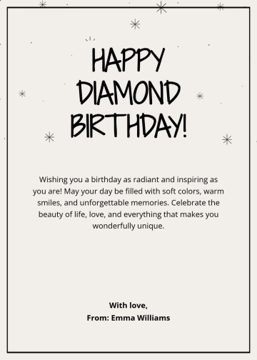 Free Diamond Birthday Wishes Template to Edit Online