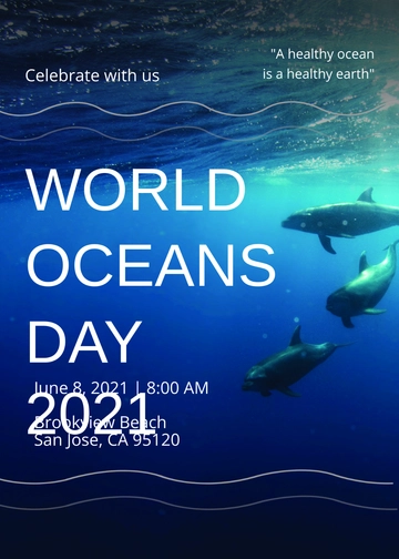 Free World Ocean Day Invitation Template to Edit Online