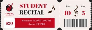 Free Music School Event Ticket Template to Edit Online