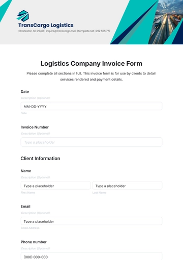 Free Logistics Company Invoice Form Template to Edit Online