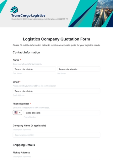 Free Logistics Company Quotation Form Template to Edit Online