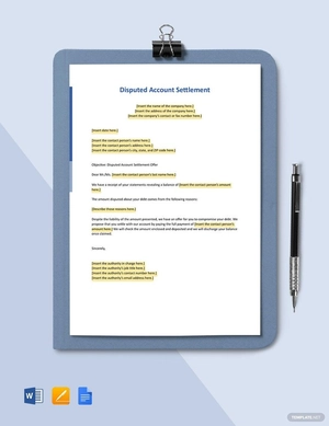 Disputed Account Settlement Template