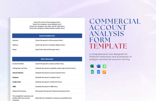 Commercial Account Analysis Form Template