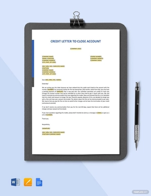 Credit Letter to Close Account
