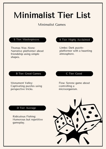 Free Minimalist Tier List Template to Edit Online