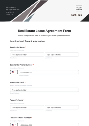 Free Real Estate Lease Agreement Form Template to Edit Online