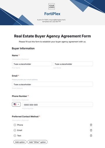 Free Real Estate Buyer Agency Agreement Form Template to Edit Online
