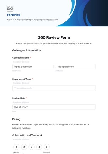 Free 360 Review Form Template to Edit Online