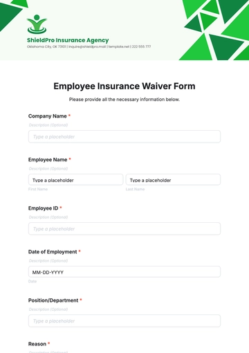 Free Employee Insurance Waiver Form Template to Edit Online