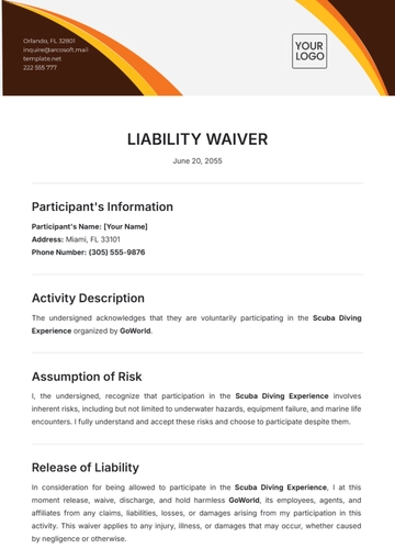 Free Liability Waiver Template to Edit Online