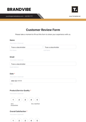 Free Customer Review Form Template to Edit Online