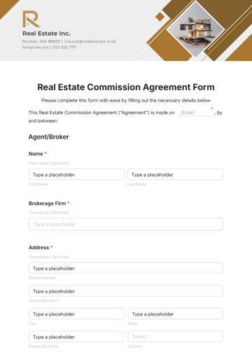 Free Real Estate Commission Agreement Form Template to Edit Online