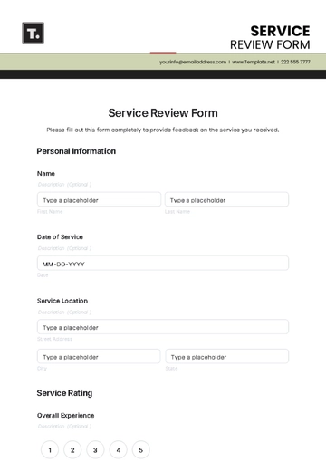Free Service Review Form Template to Edit Online
