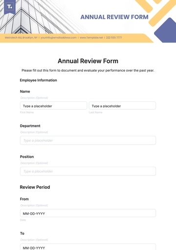 Free Annual Review Form Template to Edit Online