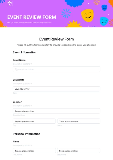 Free Event Review Form Template to Edit Online