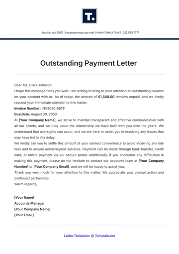 Free Outstanding Payment Letter Template to Edit Online