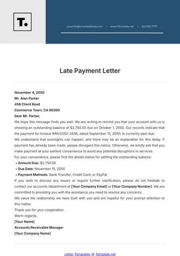 Free Late Payment Letter Template to Edit Online