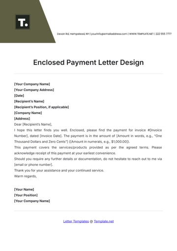 Free Enclosed Payment Letter Design Template to Edit Online