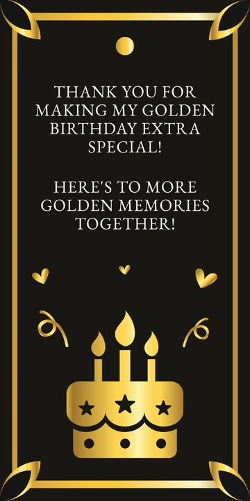 Free Golden Birthday Thank You Tag Template to Edit Online Free Golden Birthday Thank You Tag Template to Edit Online