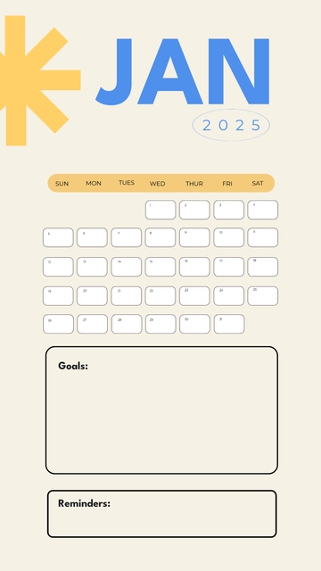 Free January 2025 Calendar Mobile Wallpaper Template to Edit Online