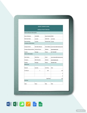 Software Work Estimate Template