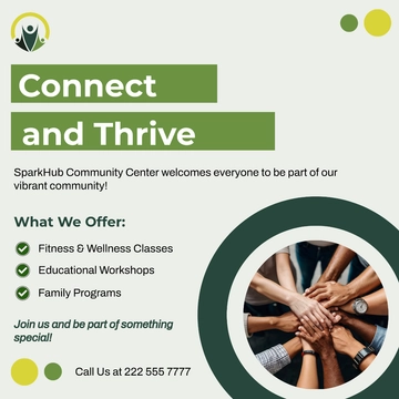 Free Community Center Social Media Post Template to Edit Online