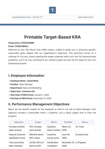 Free Printable Target-Based KRA Template to Edit Online