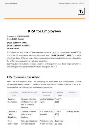 Free KRA Template for Employees to Edit Online