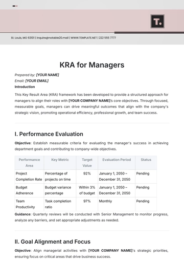 Free KRA Template for Managers to Edit Online