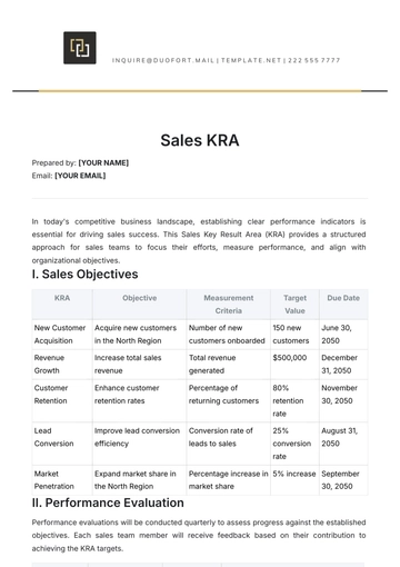 Free Sales KRA Template to Edit Online