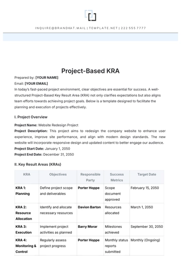 Free Project-Based KRA Template to Edit Online