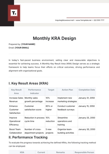 Free Monthly KRA Design Template to Edit Online