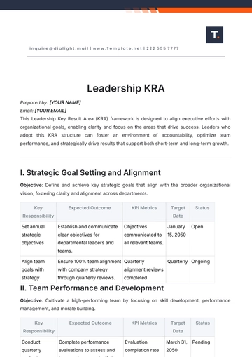 Free Leadership KRA Template to Edit Online