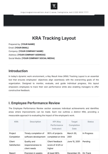 Free KRA Tracking Layout Template to Edit Online