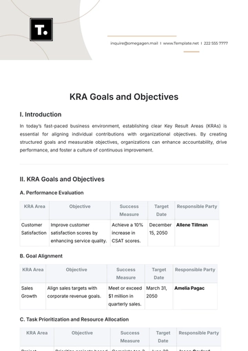 Free KRA Goals and Objectives Template to Edit Online