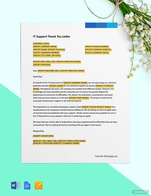 IT Support Thank You Letter