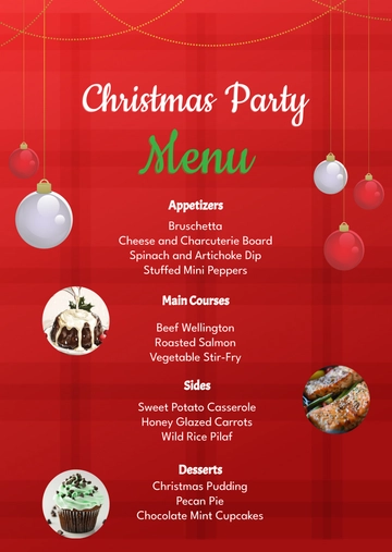 Free Professional Christmas Party Menu Template to Edit Online