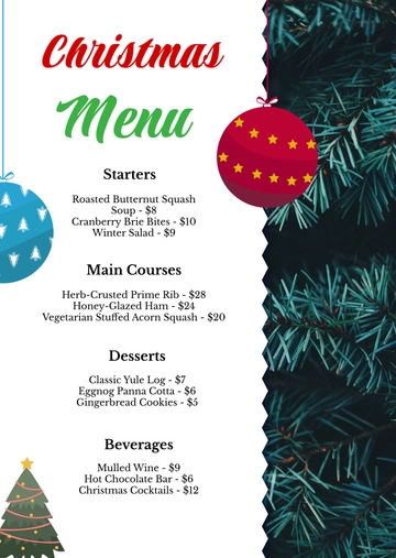 Free Customizable Christmas Menu Template to Edit Online