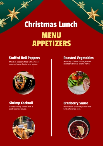 Free Christmas Lunch Menu Template to Edit Online