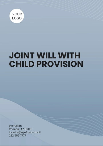 Free Joint Will with Child Provisions Template to Edit Online
