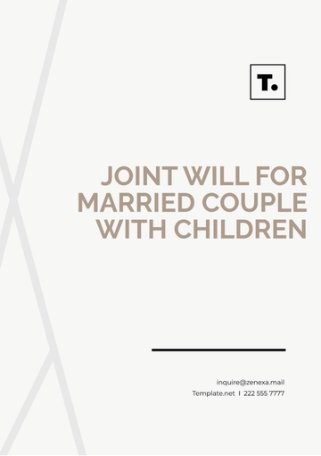 Free Joint Will for Married Couple with Children Template to Edit Online