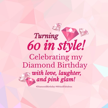 Free Pink Diamond Birthday Instagram Post Template to Edit Online
