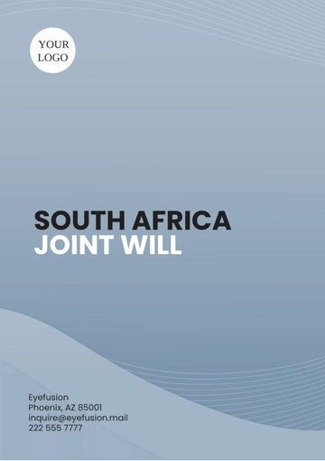 Free South Africa Joint Will Template to Edit Online