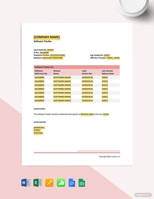 Blank Software Tracker Template