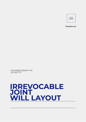 Free Irrevocable Joint Will Layout Template to Edit Online