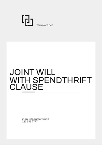 Free Joint Will with Spendthrift Clause Template to Edit Online