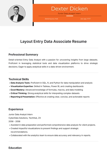 Free Layout Entry Data Associate Resume Template to Edit Online