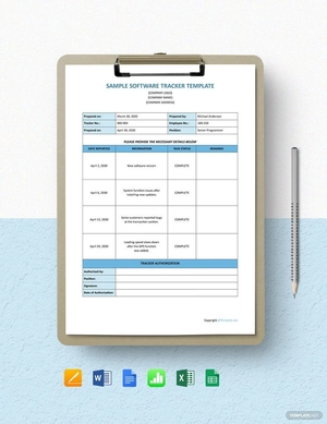 Sample Software Tracker Template