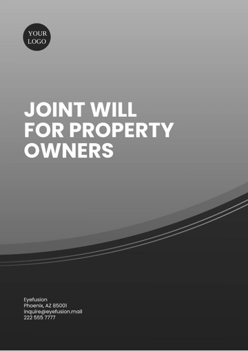 Free Joint Will for Property Owners Template to Edit Online