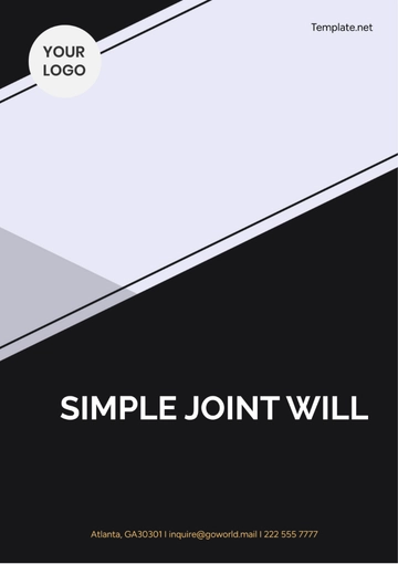 Free Simple Joint Will Template to Edit Online